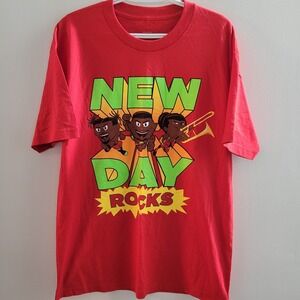 WWE Authentic New Day Rocks T-Shirt Size Large Red Big E Kofi Xavier